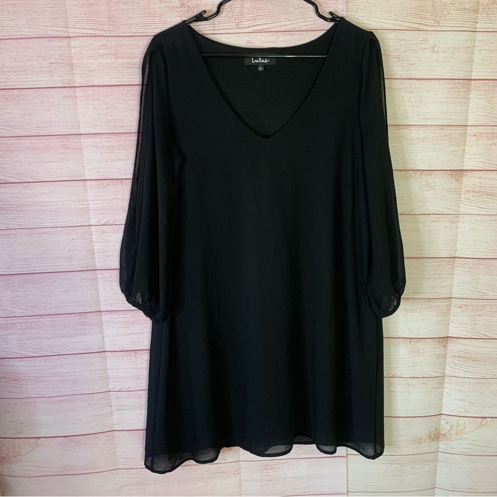 Lulu’s Beautiful Shifting‎ Black Long Sleeve Dress Size Large